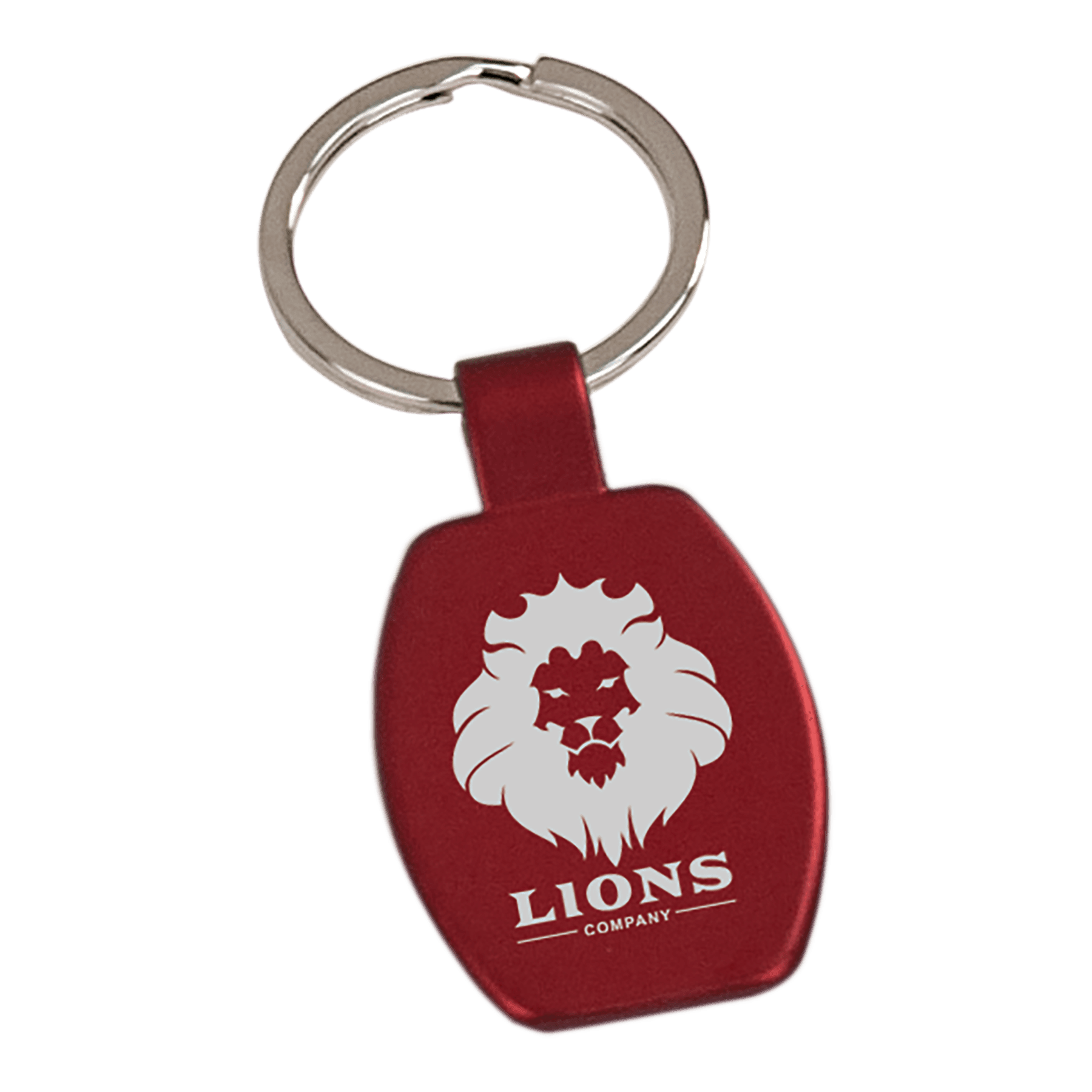 Red 1 5/8" Laserable Rectangle Keychain