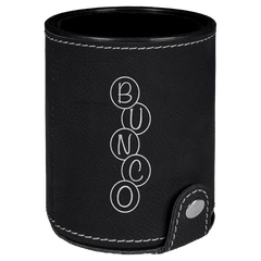 Black/Silver Laserable Leatherette Dice Cup with 5 Dice