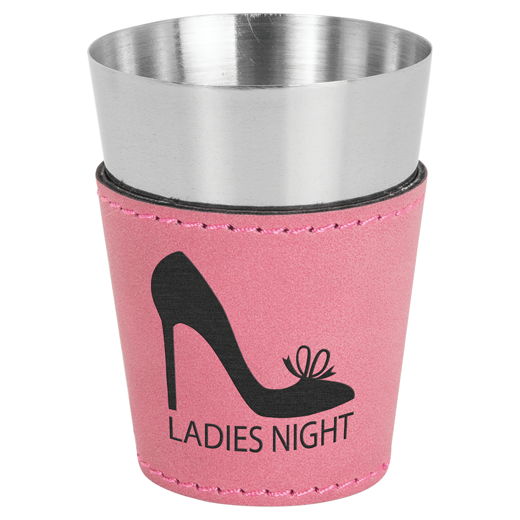 Pink Laserable Leatherette & Stainless Steel 2 oz. Shot Glass