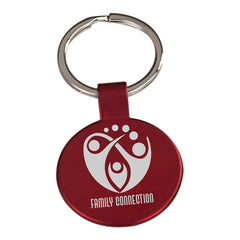 Red 1 1/2" Laserable Round Keychain