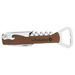 Dark Brown Laserable Leatherette Wine Bottle Opener