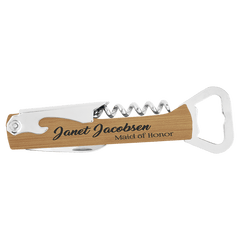 Bamboo Laserable Leatherette Wine Bottle Opener