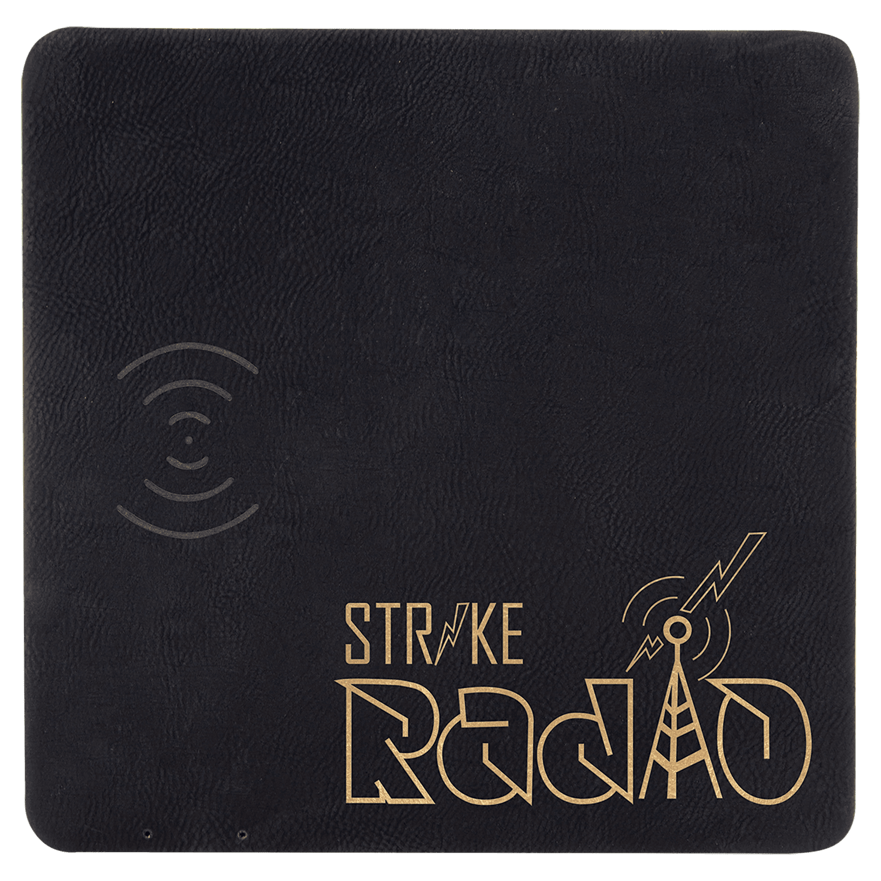Black/Gold 8" x 8" Laserable Leatherette Phone Charging Mat
