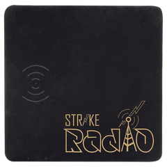 Black/Gold 8" x 8" Laserable Leatherette Phone Charging Mat
