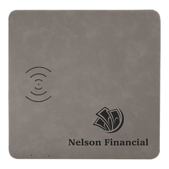 Gray 8" x 8" Laserable Leatherette Phone Charging Mat
