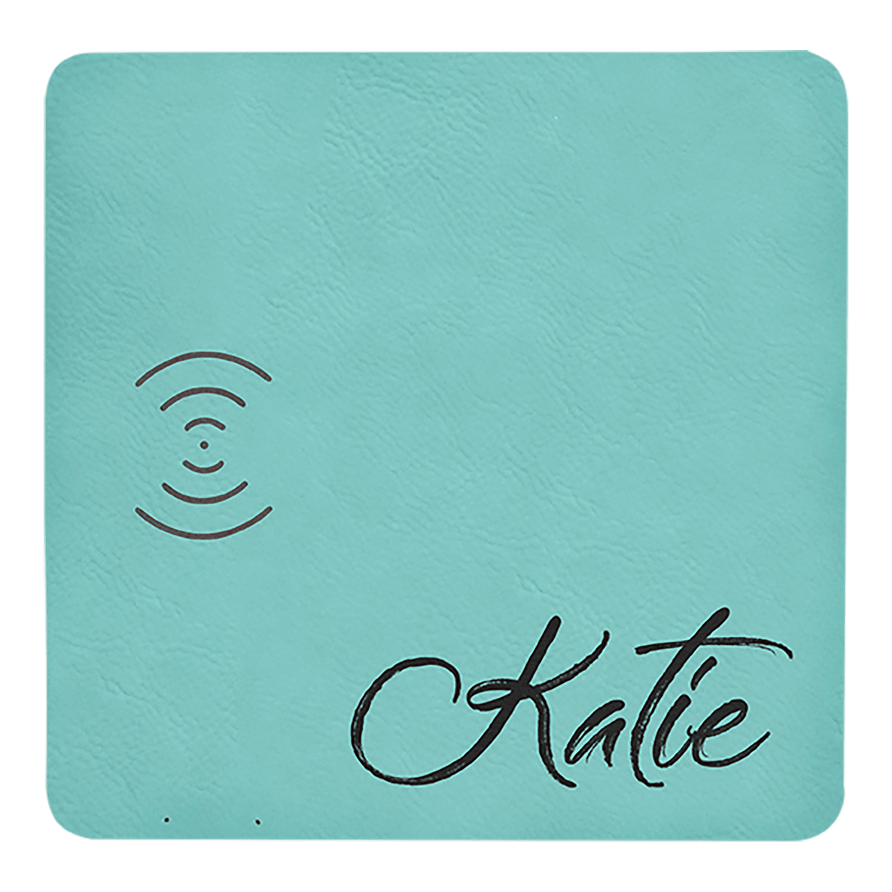 Teal 8" x 8" Laserable Leatherette Phone Charging Mat