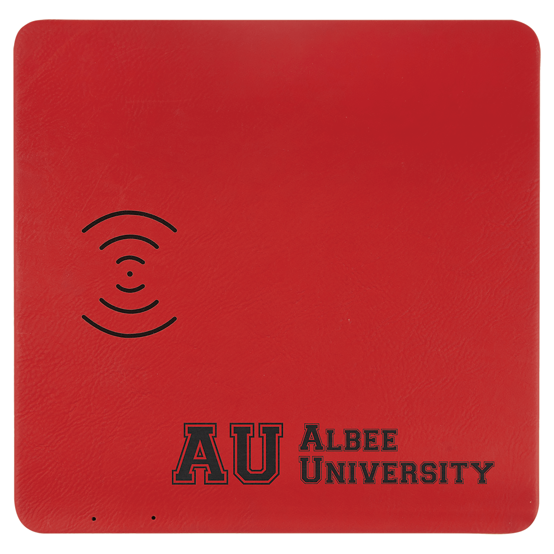 Red 8" x 8" Laserable Leatherette Phone Charging Mat