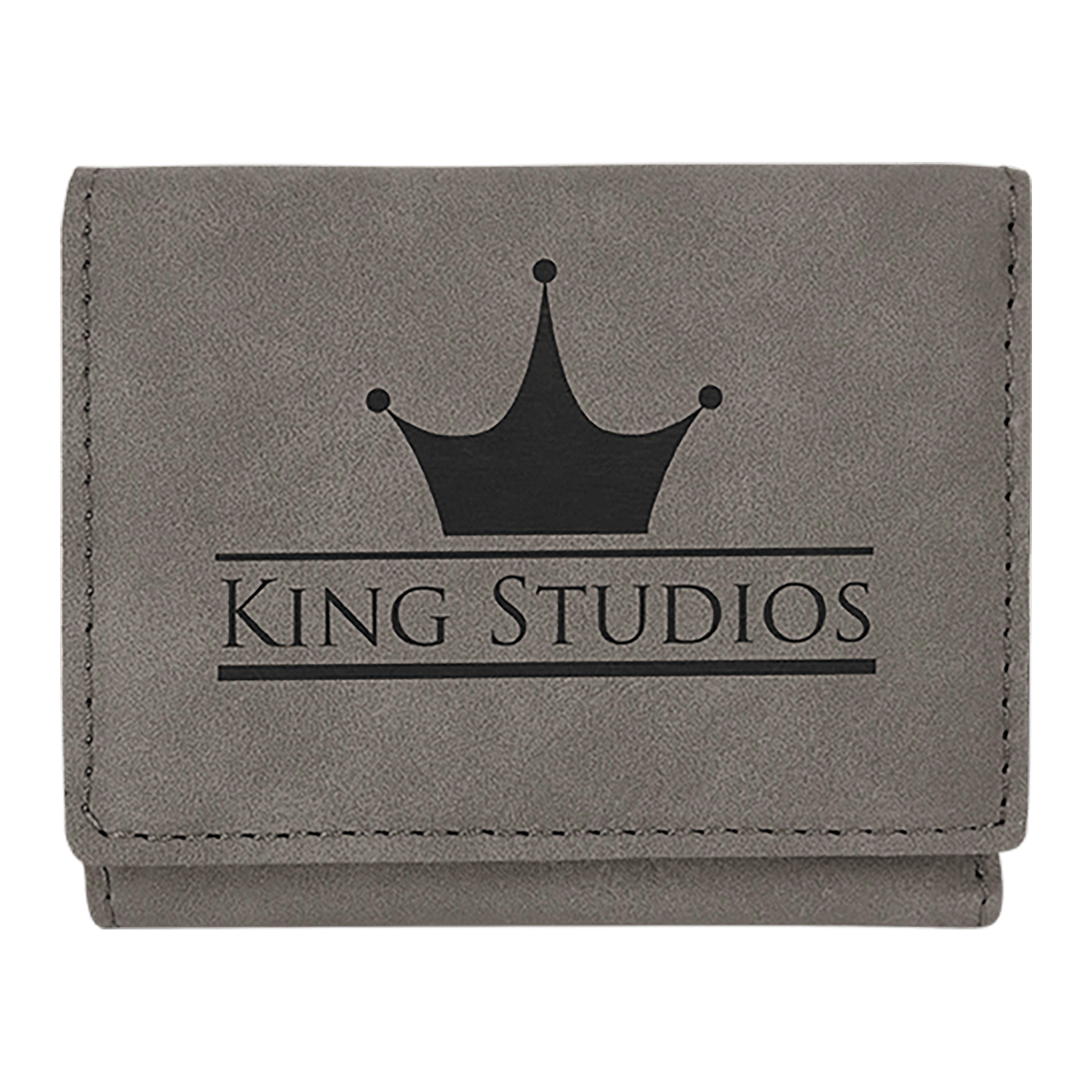 Gray 3" x 4" Laserable Leatherette Trifold Wallet