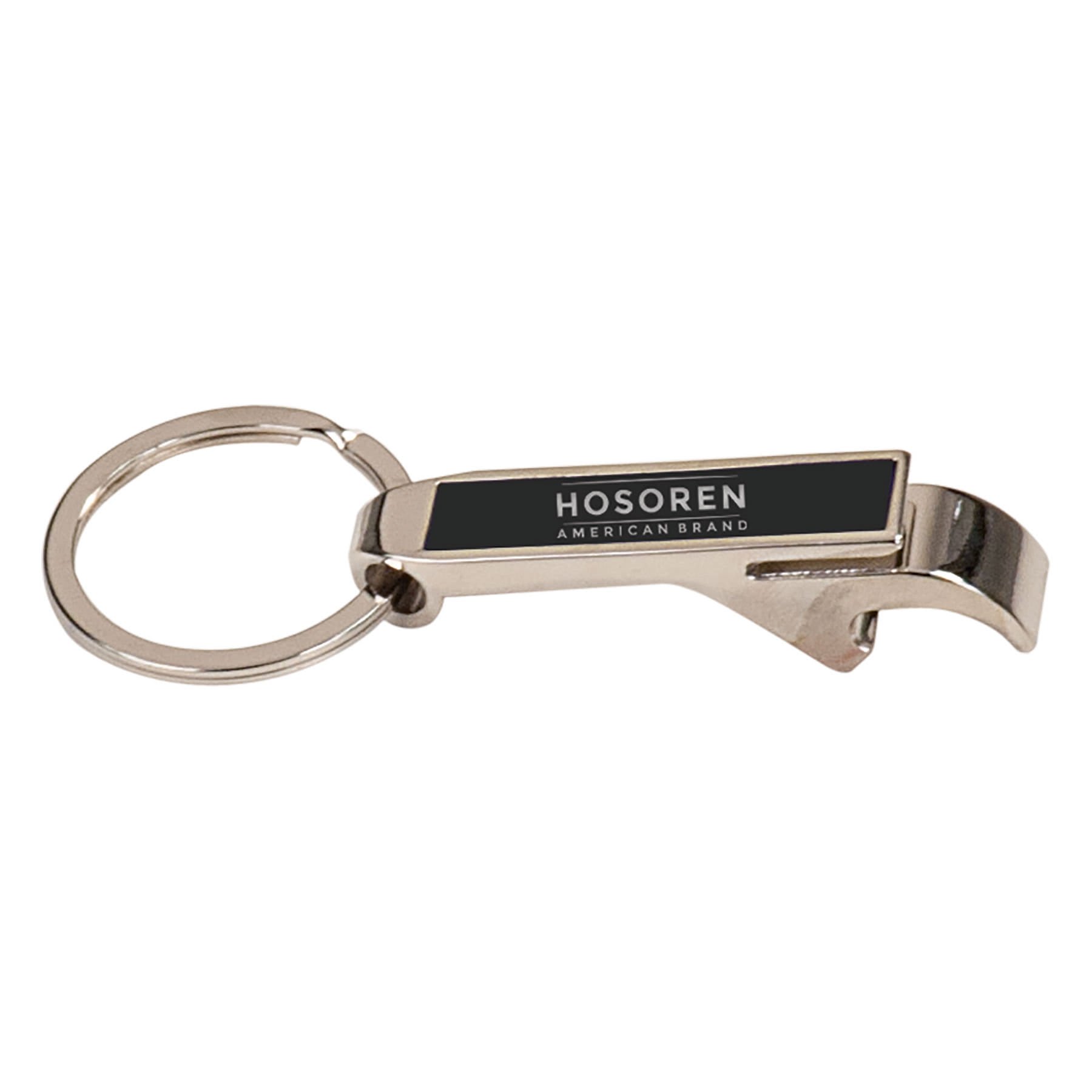Black 2 1/2" Laserable Bottle Opener Keychain