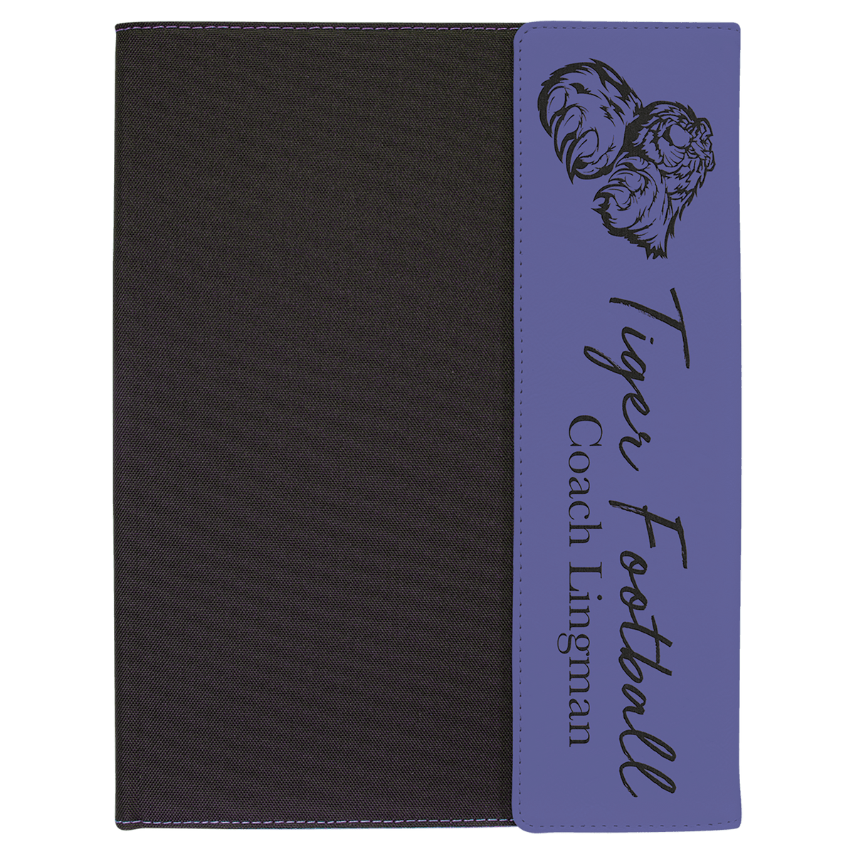 Purple Laserable Leatherette / Black 9 1/2" x 12" Canvas Portfolio with Note Pad