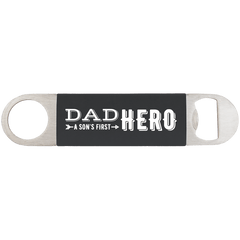 Black White 1 1/2" x 7" Bottle Opener with Silicone Grip