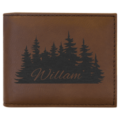 Dark Brown Laserable Leatherette Bi-Fold Wallet w/Flip ID Display