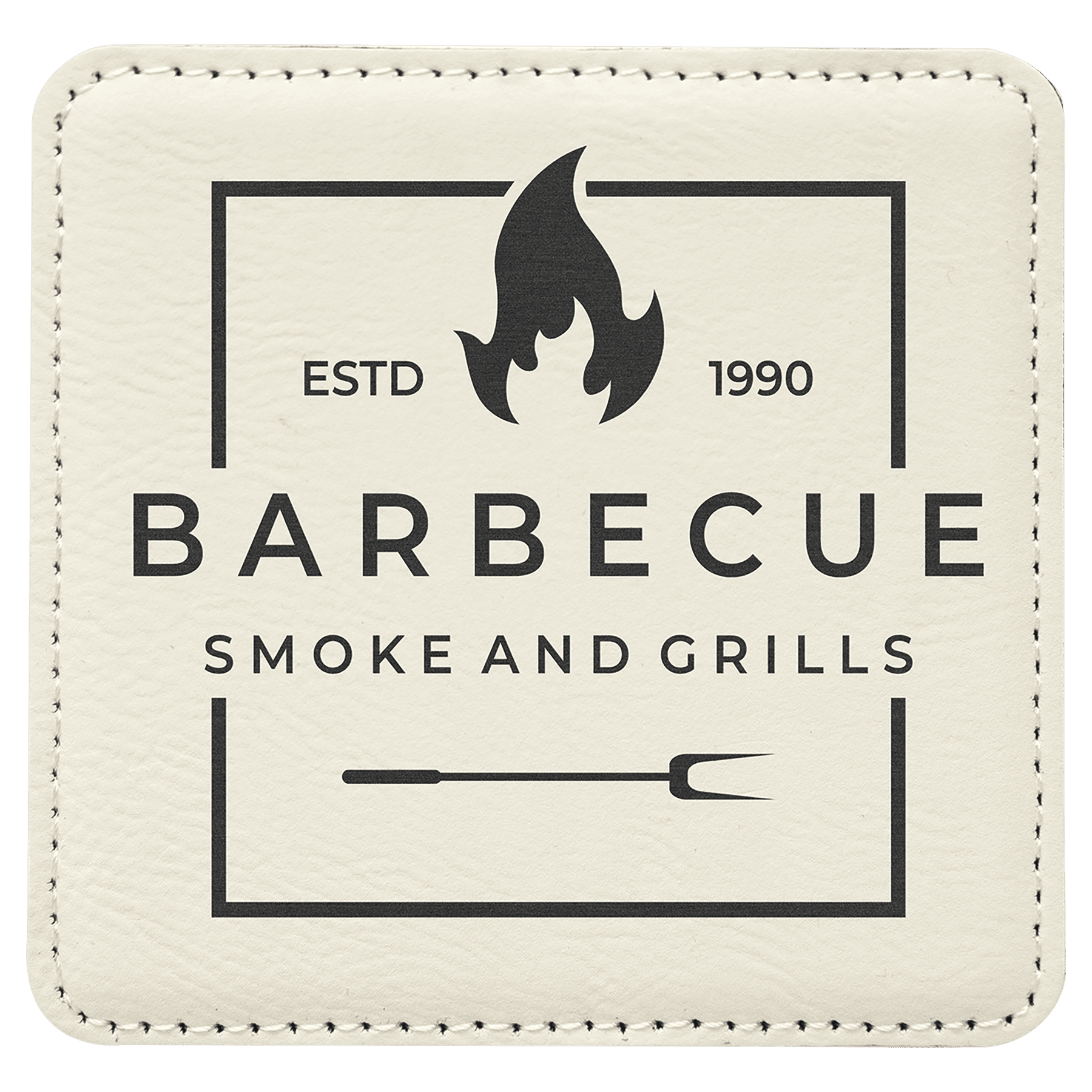 White 4" x 4" Square Laserable Leatherette Coaster