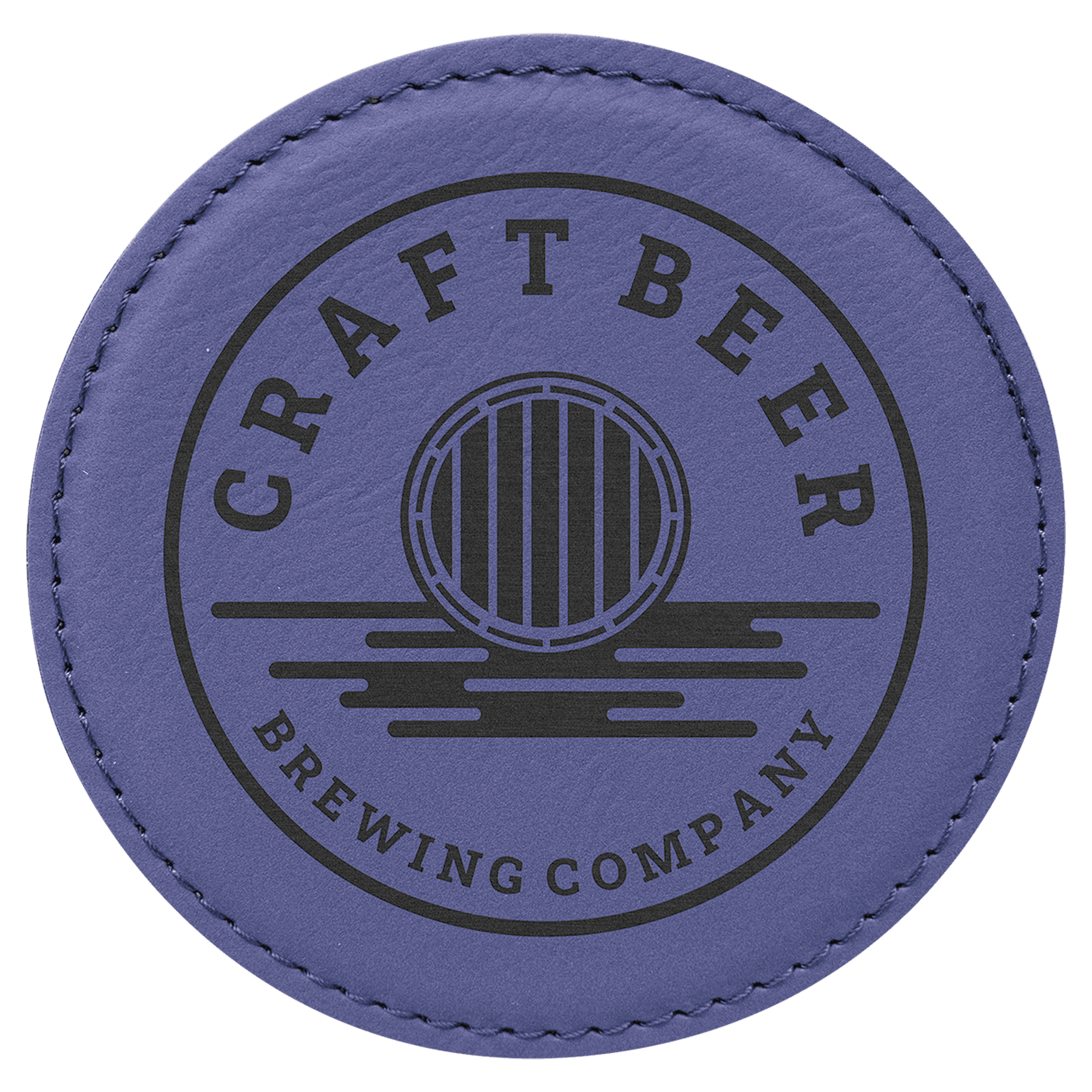 Purple 4" Round Laserable Leatherette Coaster