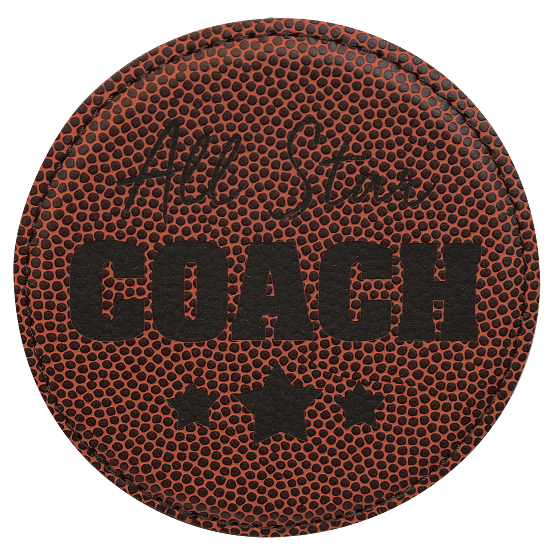 Football 4" Round Laserable Leatherette Coaster