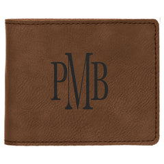 Dark Brown 4 1/2" x 3 1/2" Laserable Leatherette Bifold Wallet