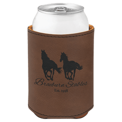 Dark Brown 3 3/4" Laserable Leatherette Beverage Holder