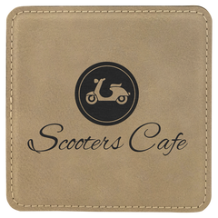 Light Brown 4" x 4" Square Laserable Leatherette Coaster