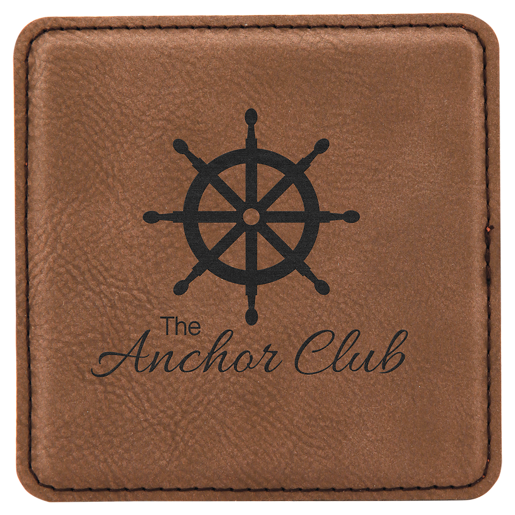 Dark Brown 4" x 4" Square Laserable Leatherette Coaster
