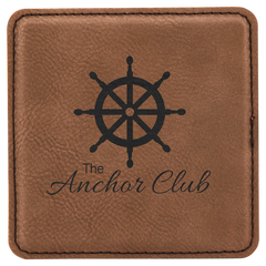 Dark Brown 4" x 4" Square Laserable Leatherette Coaster