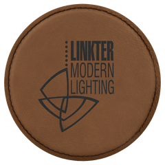 Dark Brown 4" Round Laserable Leatherette Coaster