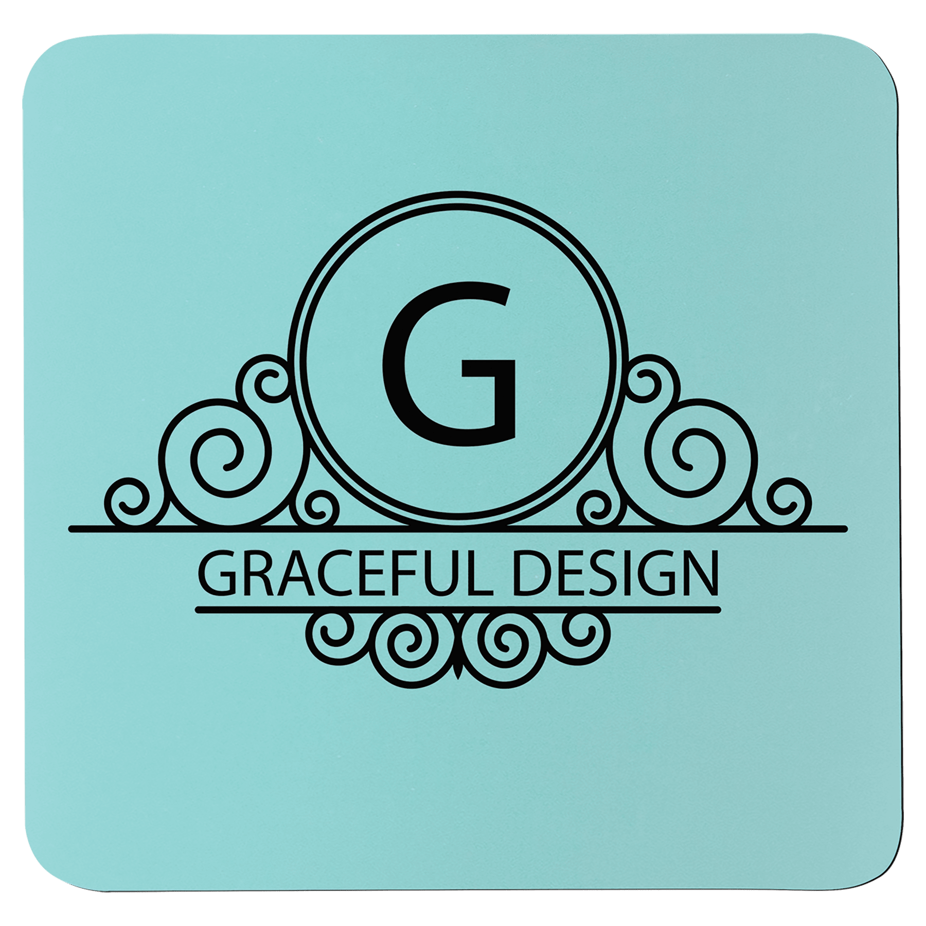 Teal/Black 3 3/4" x 3 3/4" Square Silicone Coaster