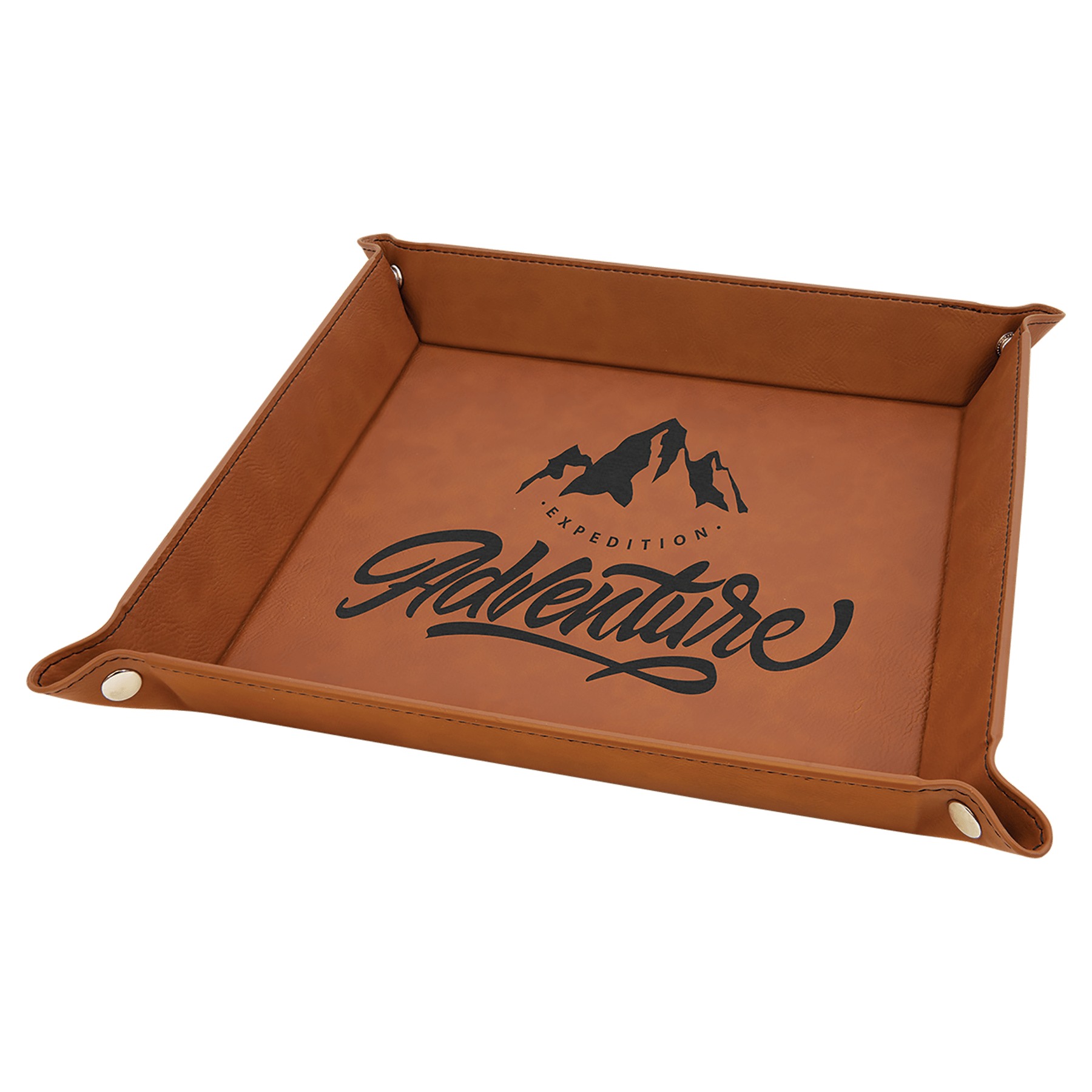 Rawhide Laserable Leatherette Snap Up Tray with Silver 9" x 9" Snaps