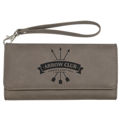 Gray 7 1/2" x 4" Laserable Leatherette Wallet with Strap