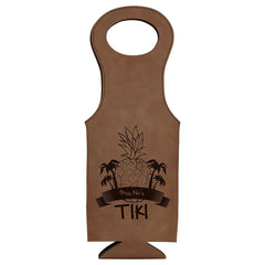 Dark Brown Laserable Leatherette Wine Bag