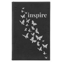 Black/Silver 5 1/4" x 8 1/4" Laserable Leatherette Sketch Book with Unlined Notepad