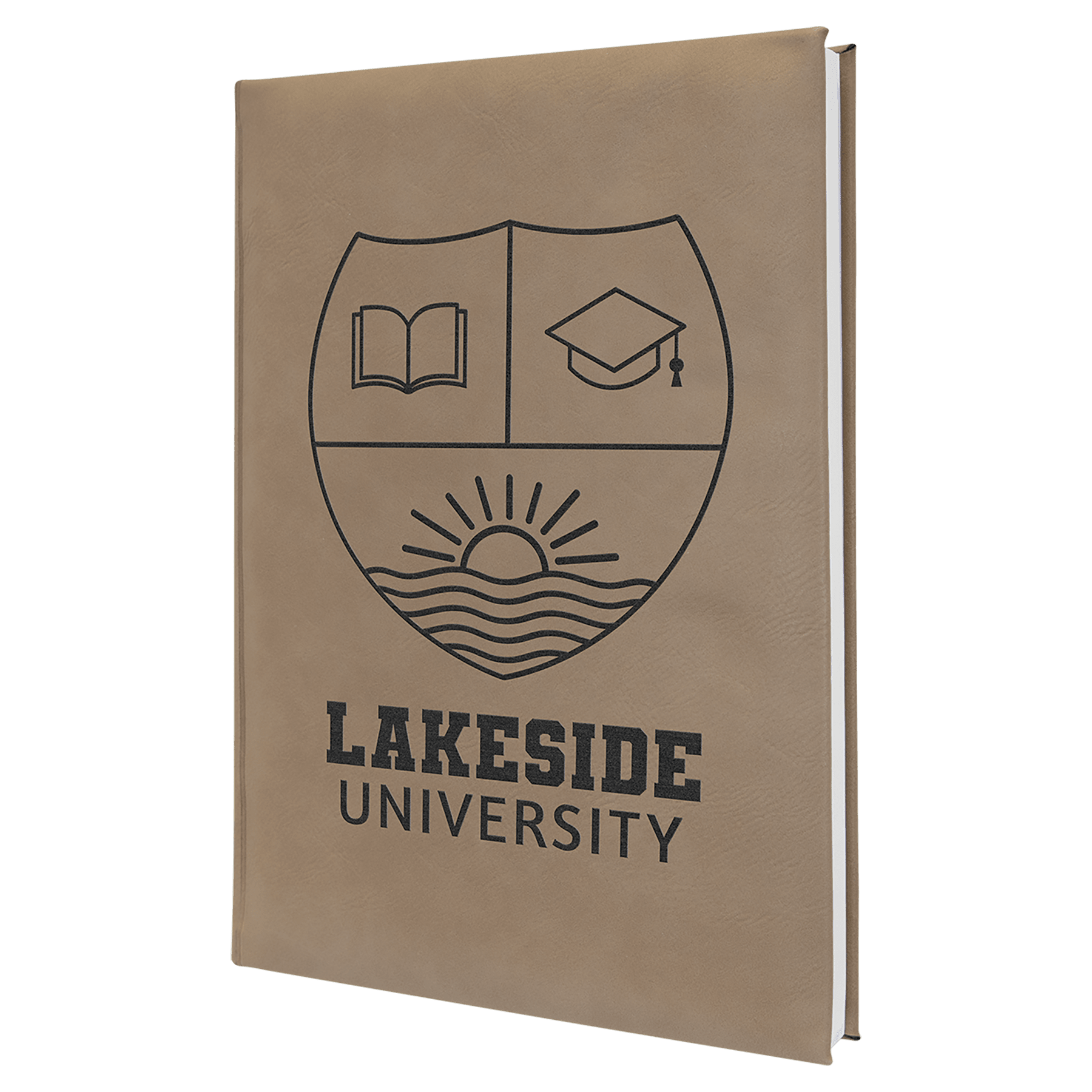 Light Brown 7" x 9 3/4" Laserable Leatherette Journal with Lined Notepad