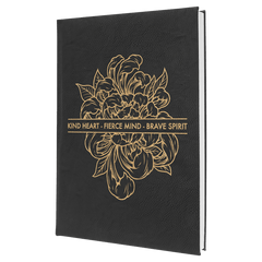 Black/Gold 7" x 9 3/4" Laserable Leatherette Journal with Lined Notepad