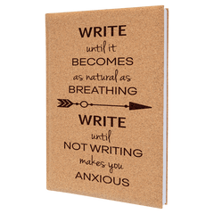 Cork 7" x 9 3/4" Laserable Leatherette Journal with Lined Notepad