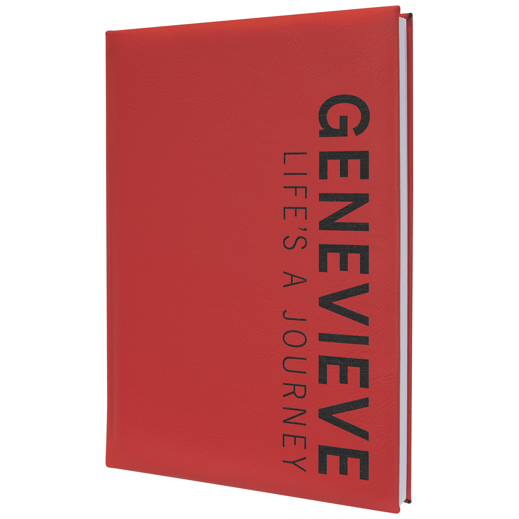 Red 7" x 9 3/4" Laserable Leatherette Journal with Lined Notepad