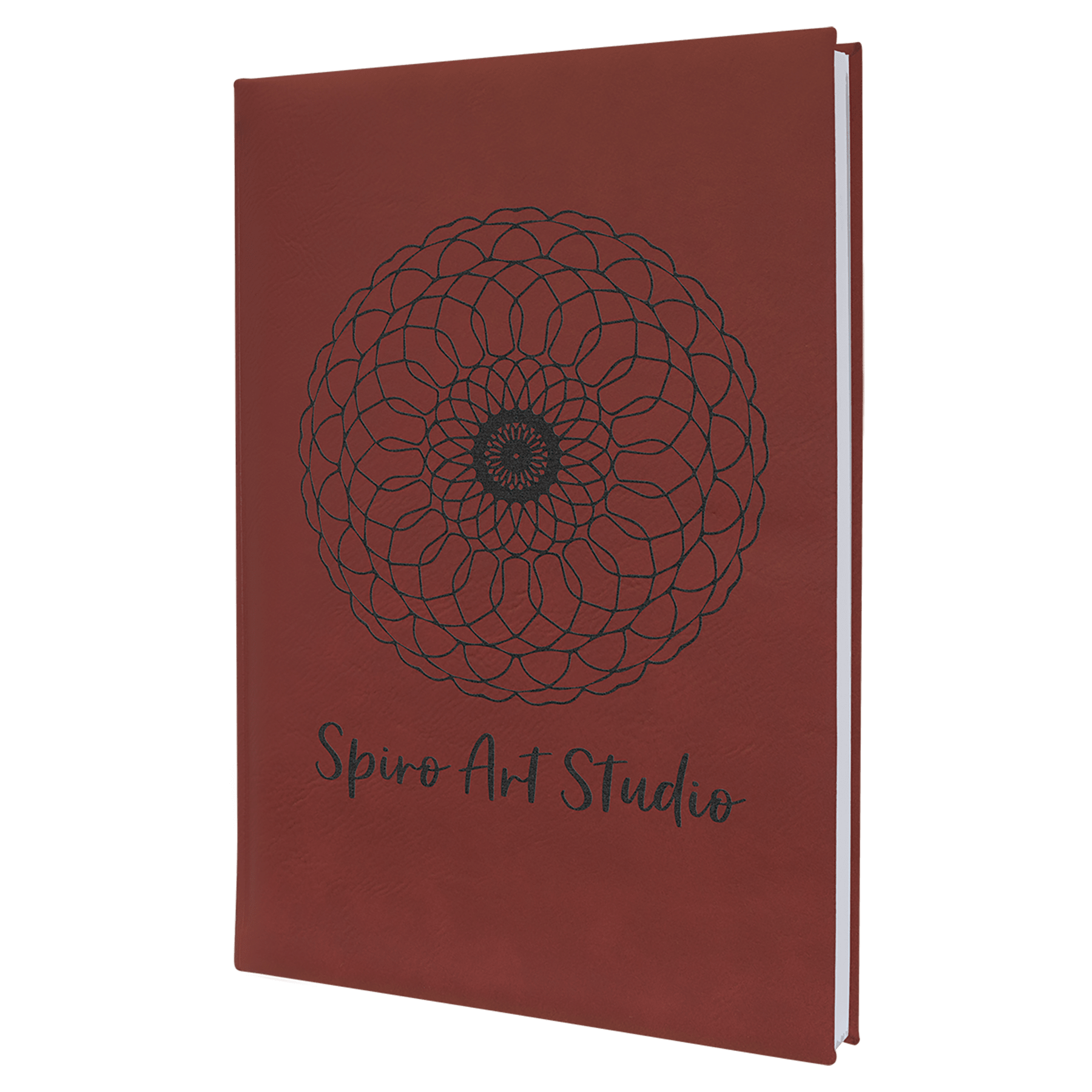 Rose 7" x 9 3/4" Laserable Leatherette Sketch Book with Unlined Notepad