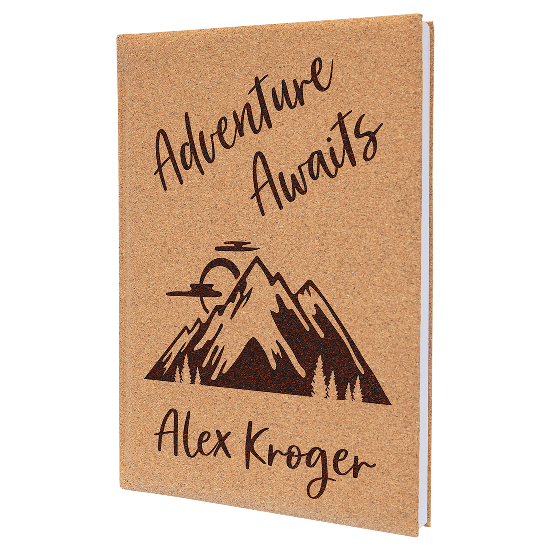 Cork 7" x 9 3/4" Laserable Leatherette Sketch Book with Unlined Notepad