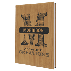 Bamboo 7" x 9 3/4" Laserable Leatherette Sketch Book with Unlined Notepad