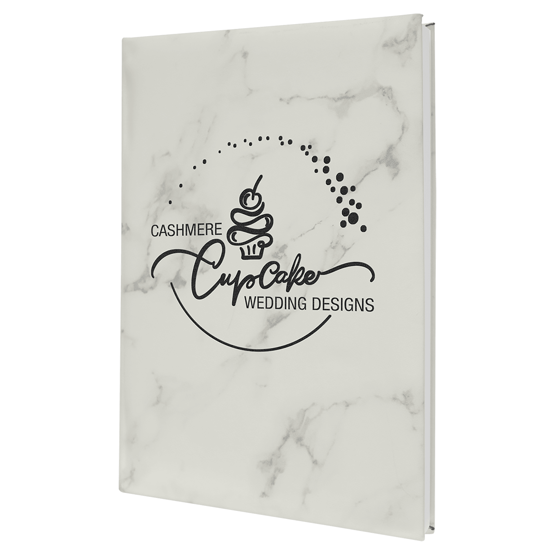 White Marble 7" x 9 3/4" Laserable Leatherette Sketch Book with Unlined Notepad