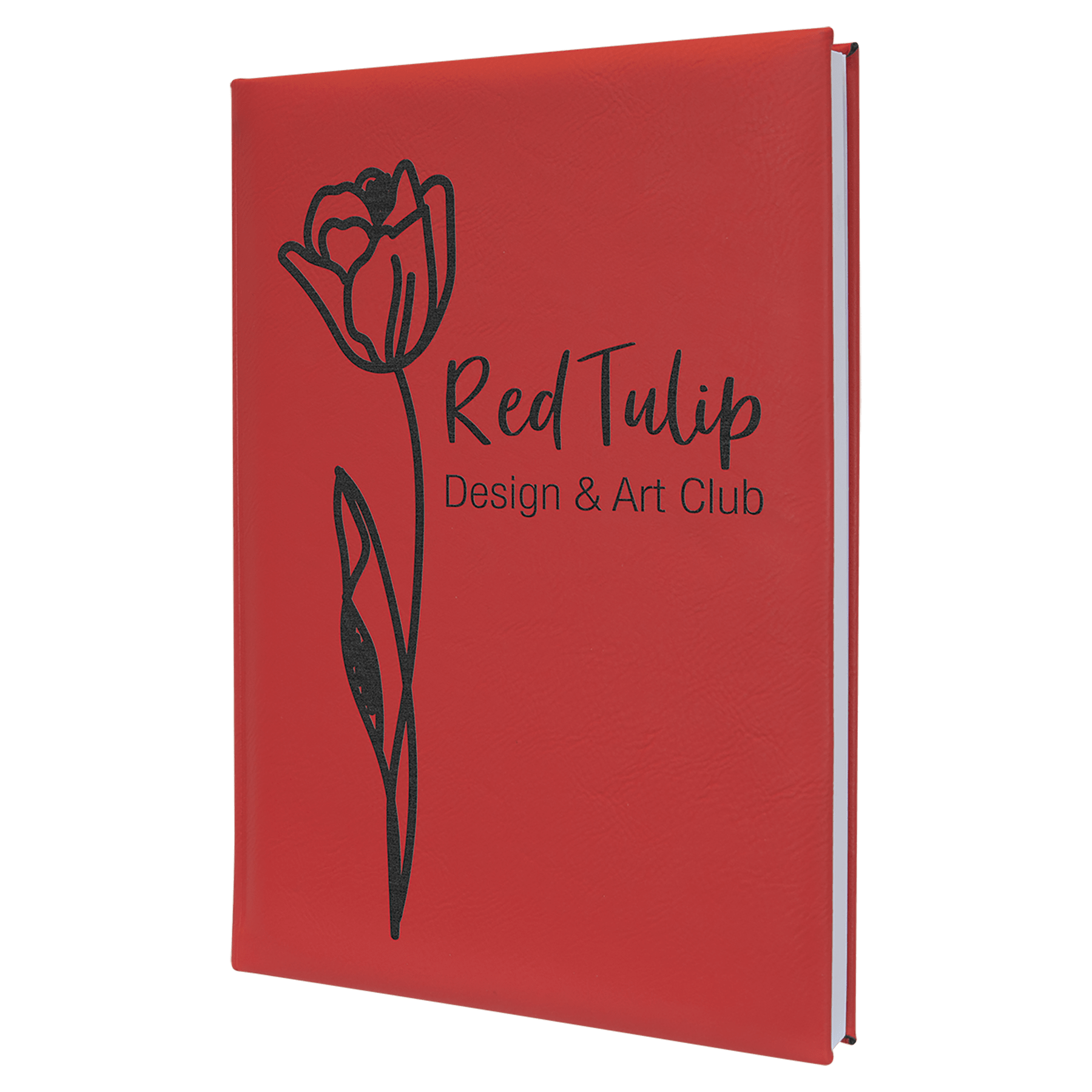 Red 7" x 9 3/4" Laserable Leatherette Sketch Book with Unlined Notepad