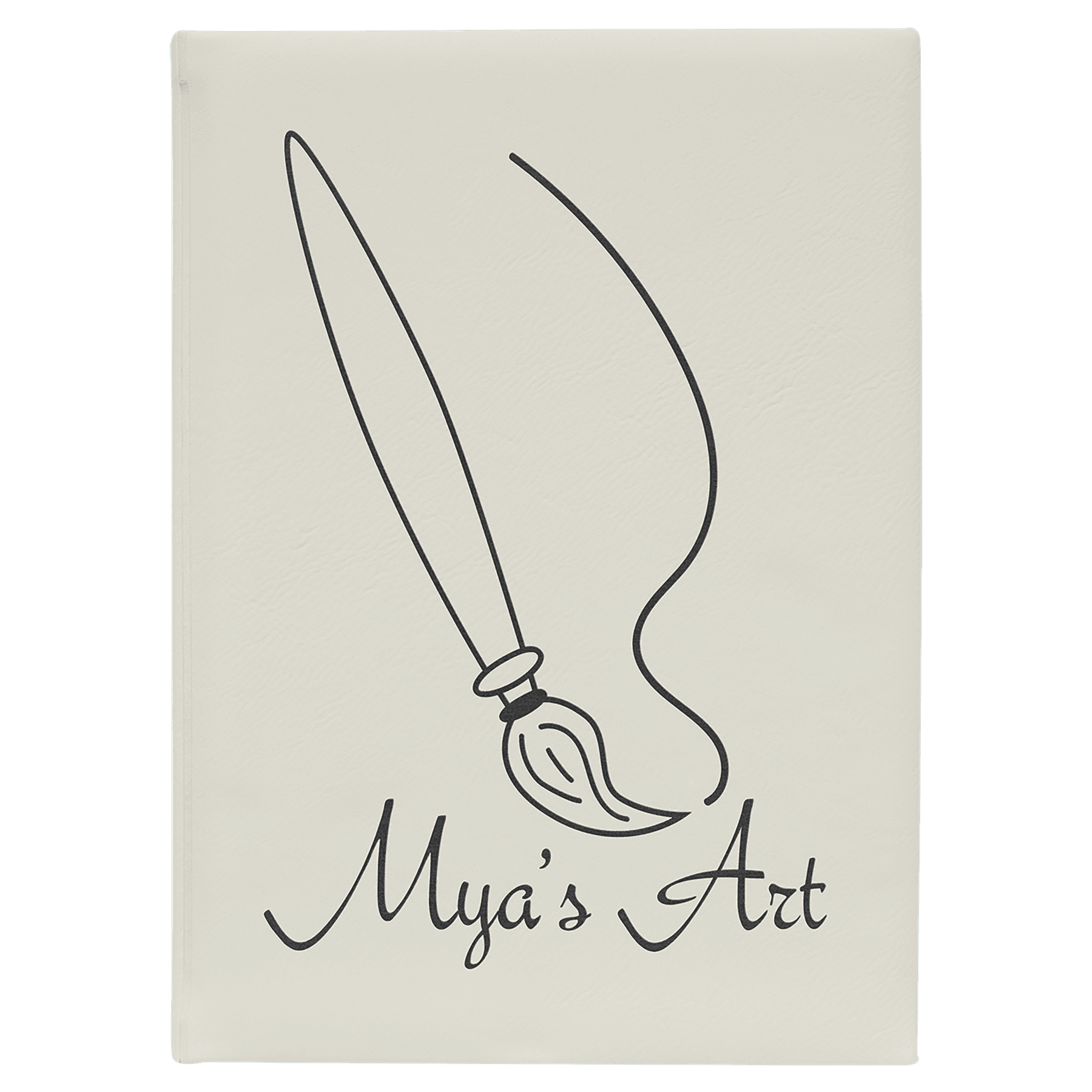 White/Black 7" x 9 3/4" Laserable Leatherette Sketch Book with Unlined Notepad