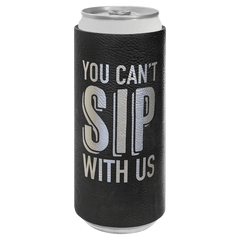 Black/Silver Laserable Leatherette Slim Beverage Holder