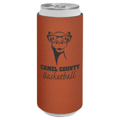 Basketball Laserable Leatherette Slim Beverage Holder