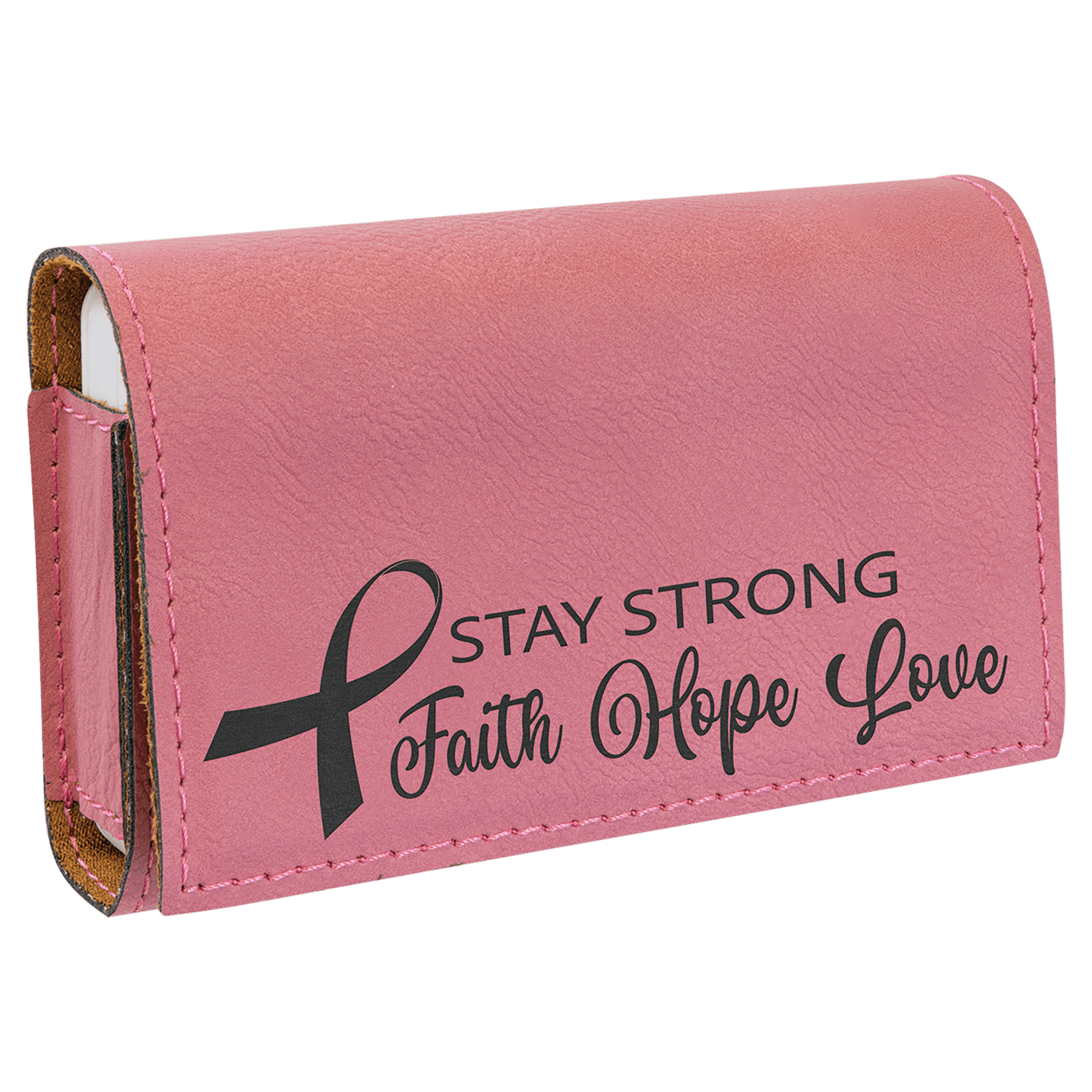 Pink 4 3/4" x 3 1/8" Laserable Leatherette Pill Box