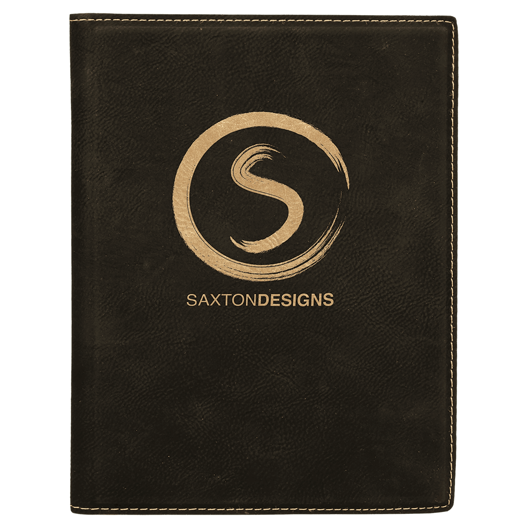 Black/Gold 7" x 9" Laserable Leatherette Small Portfolio with Notepad
