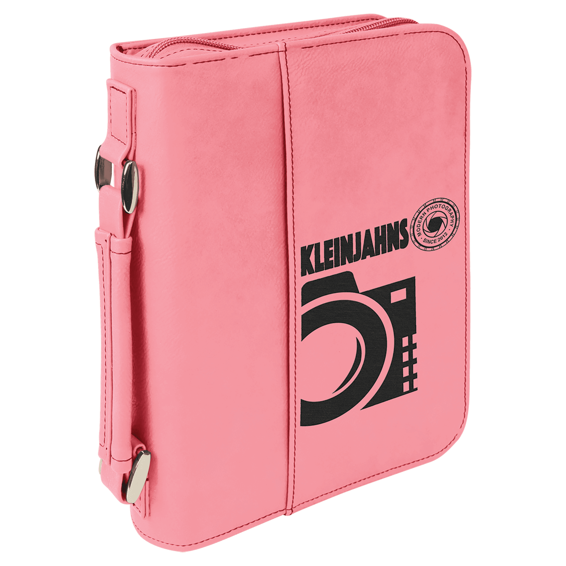 Pink 6 3/4" x 9 1/4" Leatherette Book/Bible Cover with Handle & Zipper
