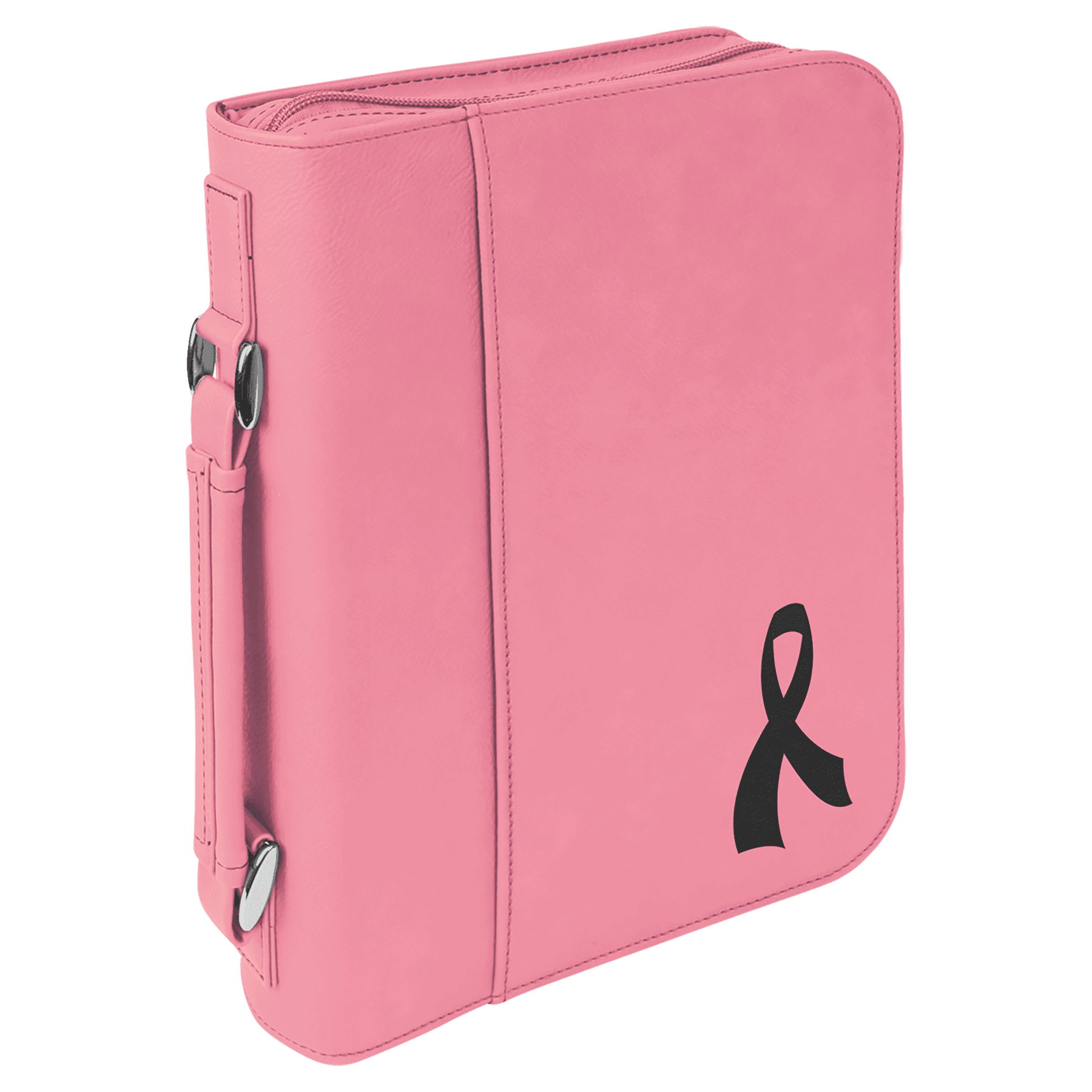 Pink 7 1/2" x 10 3/4" Leatherette Book/Bible Cover with Handle & Zipper