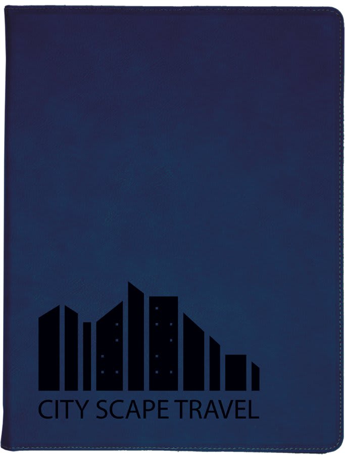 Blue/Black 9 1/2" x 12" Laserable Leatherette Portfolio with Notepad