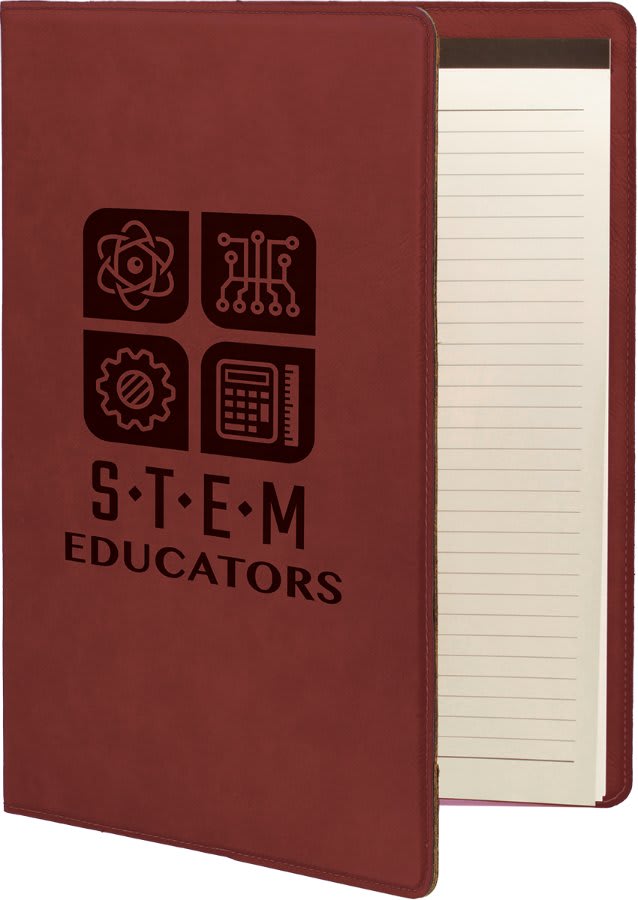 Rose 9 1/2" x 12" Laserable Leatherette Portfolio with Notepad