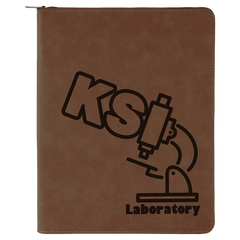Dark Brown 9 1/2" x 12" with Zipper Laserable Leatherette Portfolio with Notepad
