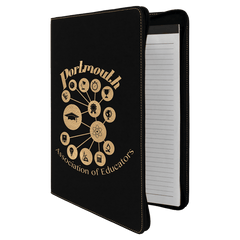 Black/Gold 9 1/2" x 12" with Zipper Laserable Leatherette Portfolio with Notepad
